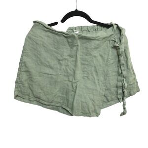 Christian Siriano New York Skort Shorts Medium Sage Green 100% Linen Wrap